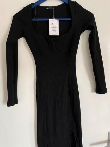 Zwarte lange jurk Bershka maat 34-36/xs nieuw