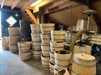 Bloembak half wijnvat whiskyvat palmboom vijvertje waterbak, Tuin, Gerard Krale, Rond, Nieuw