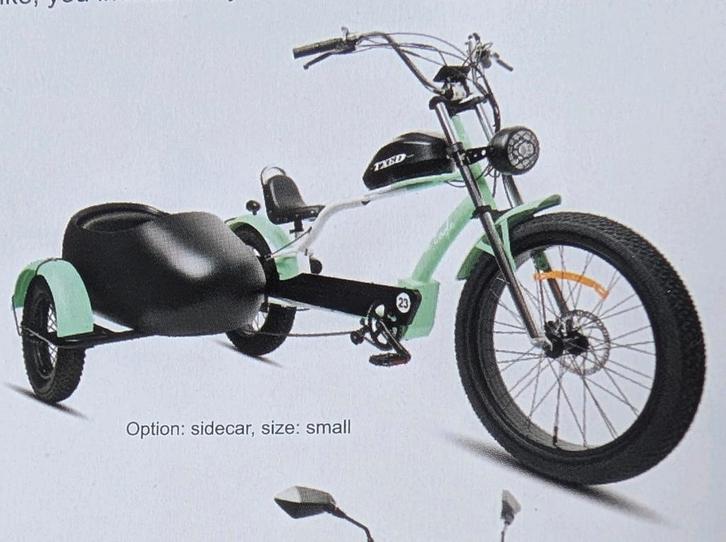 E-Bike Low Rider Cruiser inclusief zijspan. Unieke fiets!, Fietsen en Brommers, Elektrische fietsen, Gebruikt, Overige merken