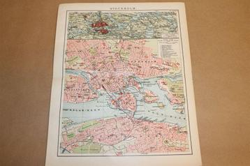 Antieke kaart/plattegrond - Stockholm - Circa 1900 beschikbaar voor biedingen