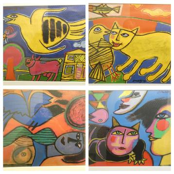 4x ingelijste Corneille afbeelding - 635 x 620 mm [1414] beschikbaar voor biedingen