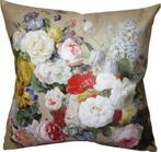 Kussenhoes-2-Stuks-Bloemen-45x45-cm-Beige-Groen-Sierkussen, Huis en Inrichting, Woonaccessoires | Kussens, Ophalen of Verzenden