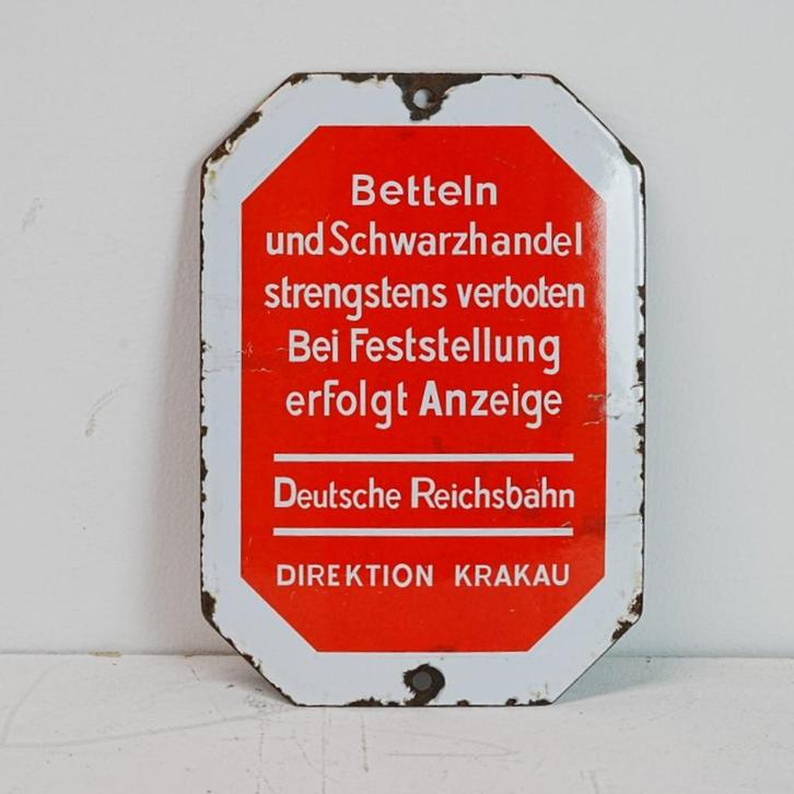 Oud Duits Reclamebord - Deutsche Reichsbahn, Verzamelen, Merken en Reclamevoorwerpen, Gebruikt, Reclamebord, Ophalen of Verzenden