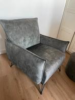 Goossens Lygo fauteuil velvet groen + poef en kussens, Huis en Inrichting, Fauteuils, Ophalen, Zo goed als nieuw, Stof, 75 tot 100 cm