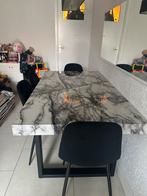 Marmeren witte eettafel met 4 stoelen, Huis en Inrichting, Tafels | Eettafels, Ophalen of Verzenden, Zo goed als nieuw, Rechthoekig
