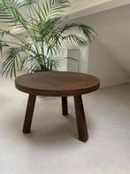 Brutalist wooden  round coffee table 1970s, Ophalen, 50 tot 100 cm, Rond, 50 tot 100 cm