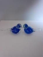 2 Glazen Vogels Massief en Gaaf H 10 BIJ 5 CM ., Blauw, Ophalen of Verzenden, Minder dan 50 cm, Glas