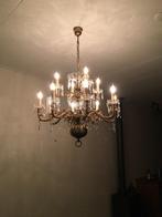 Koperen kroonluchter met kristal, Huis en Inrichting, Lampen | Kroonluchters, Ophalen, Gebruikt, Overige materialen, Klassiek