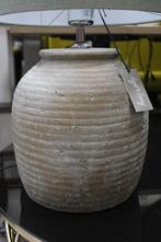 Landelijke tafellamp schemerlamp kruiklamp grijs olijfgroen, Ophalen of Verzenden, Zo goed als nieuw, Stof, 50 tot 75 cm