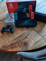 Nintendo switch met 6 spellen., Spelcomputers en Games, Spelcomputers | Nintendo Switch, Ophalen, Gebruikt, Met 1 controller, Switch Original