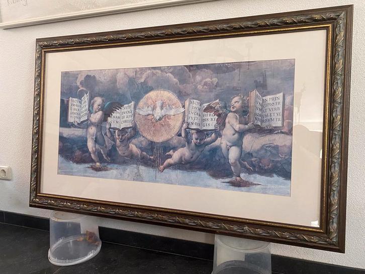 Mooie klassieke prent in zware houten lijst met glas 130x80, Antiek en Kunst, Kunst | Schilderijen | Klassiek, Ophalen