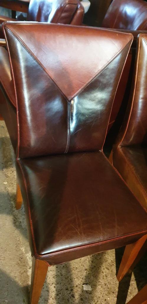 6 Schuitema Jugendstil eetkamer stoelen leder, Huis en Inrichting, Stoelen, Zo goed als nieuw, Stof, Bruin, Ophalen