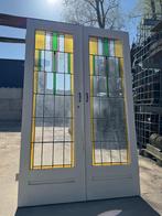 3 Sets antieke glas in lood deuren openslaand 211x135cm., Antiek en Kunst, Ophalen