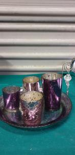 theelichthouders paars, Ophalen of Verzenden, 'T Olde Gre-j, Info@toldegrej.nl, Endepoelstraat 20f Didam
