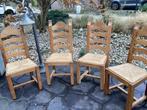 4 Masief eiken  stoelen met biezen zitting, Antiek en Kunst, Antiek | Meubels | Stoelen en Banken, Ophalen of Verzenden