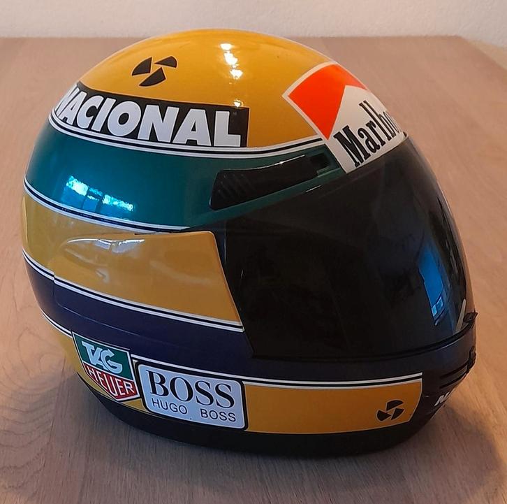 Senna replica helm , schaal 1:1, Motoren, Kleding | Motorhelmen, Integraalhelm, Overige merken, Tweedehands, Ophalen of Verzenden