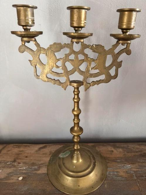 Koperen Kandelaar Patina Marrakech Marokko Bohémian Riad, Huis en Inrichting, Woonaccessoires | Kandelaars en Kaarsen, Ophalen of Verzenden