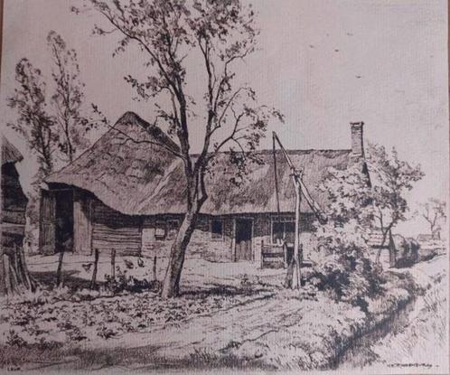 Leur .... Boerderijtje .... H.E. Roodenburg. ..., Antiek en Kunst, Kunst | Etsen en Gravures, Ophalen of Verzenden