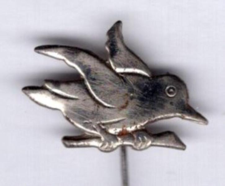 Vogeltje op tak zilverkleurig speldje ( N_139 ), Verzamelen, Speldjes, Pins en Buttons, Nieuw, Speldje of Pin, Dier of Natuur