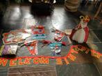 Oude sinterklaas en slingers kartonnen bord welkom sinterkla, Ophalen of Verzenden