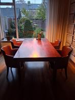 4 HULSHOF  leren eethoek stoelen kleur cognac, Huis en Inrichting, Stoelen, Ophalen, Gebruikt, Bruin