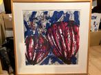 Zeefdruk Tulpen Paars 80x80, Antiek en Kunst, Kunst | Litho's en Zeefdrukken, Ophalen of Verzenden