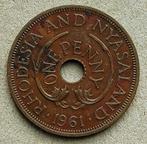 Rhodesia and Nyasaland, one penny 1961, Ophalen of Verzenden, Overige landen, Losse munt