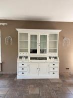 Witte buffetkast - secretaire in landelijke stijl, Ophalen, Gebruikt, Glas, 200 cm of meer