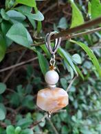 Hanger Gemma agaat-parel-kristalglas facet zilver, Ophalen, Met edelsteen, Bruin, Nieuw