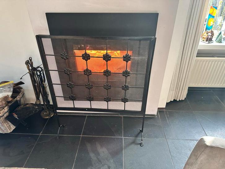 Haardscherm vonkenvanger, Huis en Inrichting, Kachels, Gebruikt, Vrijstaand, Overige soorten, Hout, Ophalen