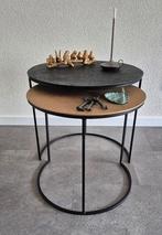 WOOOD Exclusive Fara Bijzettafels Metaal Antique Brass Black, Minder dan 55 cm, Metaal of Aluminium, Rond, Zo goed als nieuw