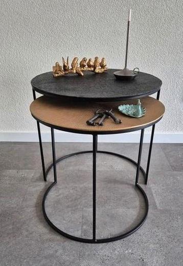 WOOOD Exclusive Fara Bijzettafels Metaal Antique Brass Black beschikbaar voor biedingen