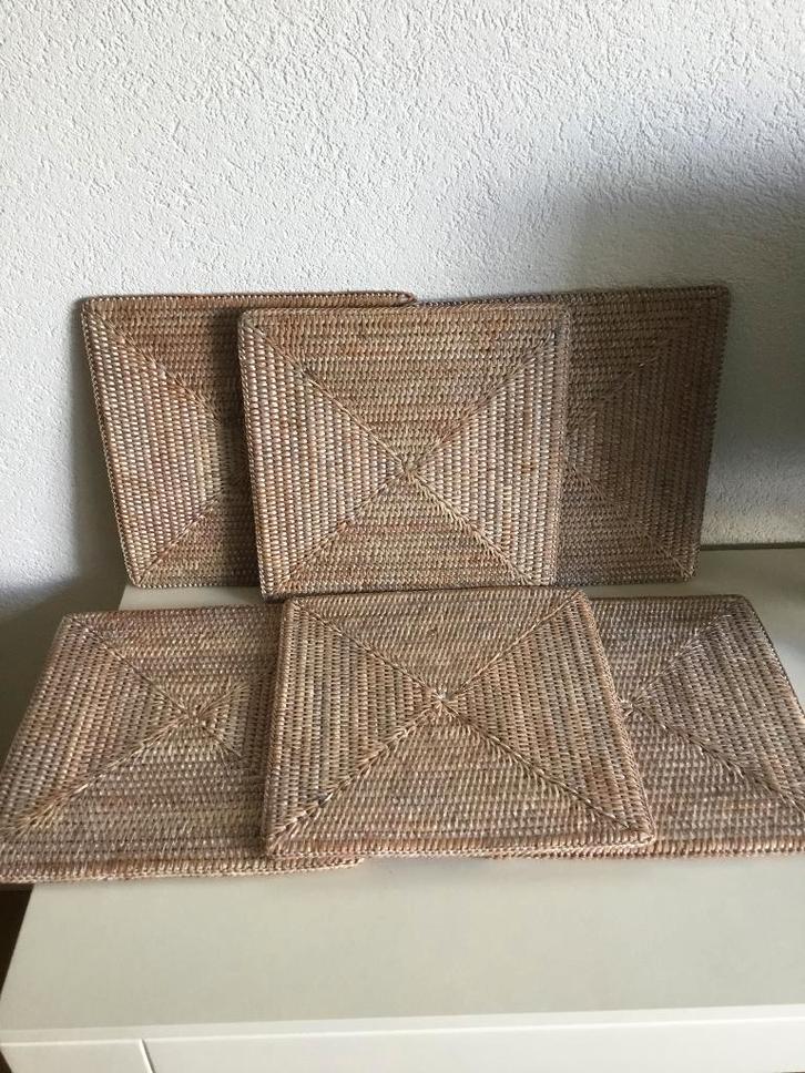 6 Birma riet placemats WHITEWASH / GREYWASH 30 x 30 cm, Huis en Inrichting, Woonaccessoires | Onderzetters, Gebruikt, Bord, Ophalen of Verzenden