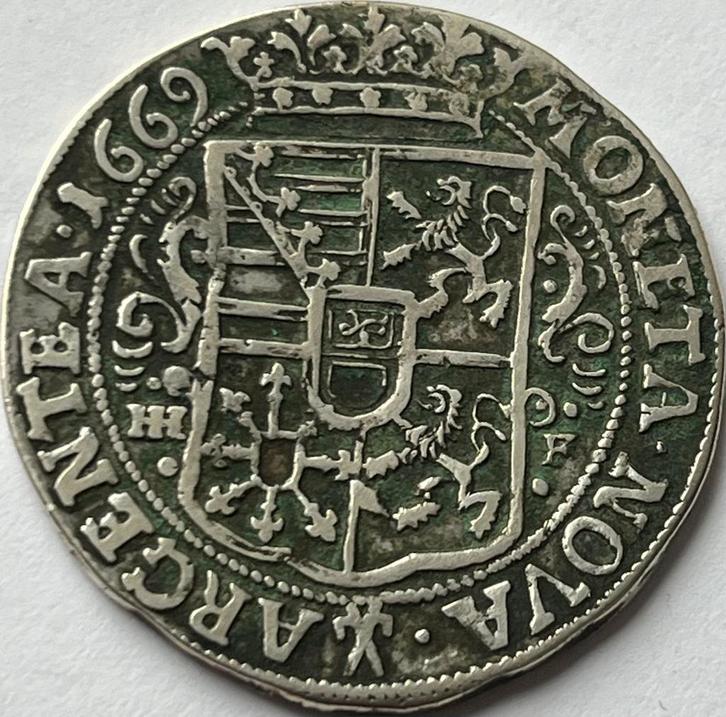 Maagdenburg zeldzame 1/3e thaler 1669, Postzegels en Munten, Munten | Europa | Niet-Euromunten, Losse munt, Duitsland, Zilver