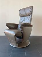 Bruine topform relax fauteuil licht bruin leer, Gebruikt, Leer, Ophalen of Verzenden, 50 tot 75 cm