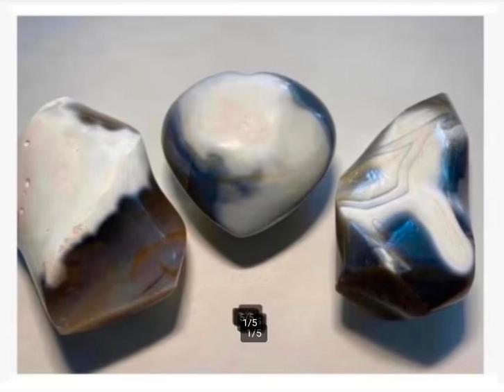 Korting 3 x Orca Agaat, 2 x Freeform toren en 1 x XL hart, Sieraden, Tassen en Uiterlijk, Edelstenen, Nieuw, Ophalen of Verzenden