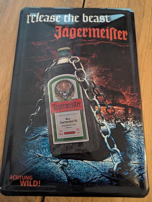 Jägermeister Metalen Bord - Release the Beast, Huis en Inrichting, Woonaccessoires | Wanddecoraties, Gebruikt, Ophalen of Verzenden