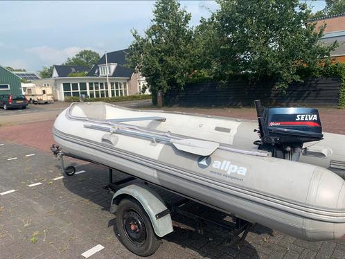 Rubberboot 6 persoons compleet met motor en trailer, Watersport en Boten, Rubberboten, Zo goed als nieuw, Overige merken, Aluminium