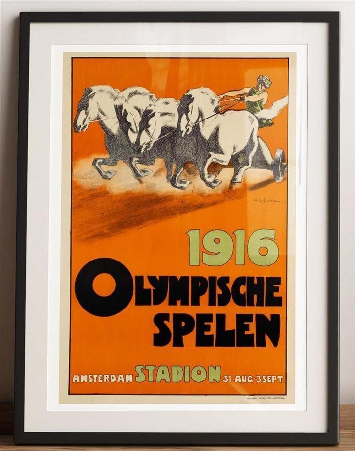 OLYMPISCHE SPELEN 1916 Art Deco Kunst Poster Affiche, Antiek en Kunst, Kunst | Tekeningen en Foto's, Verzenden