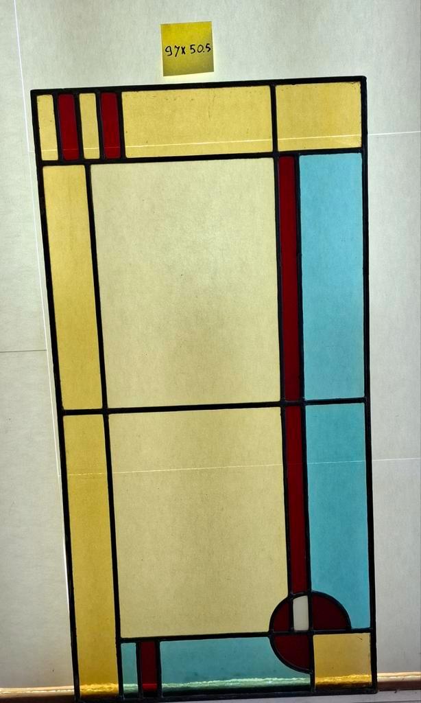 Mondriaan Stijl Glas in Lood Paneel, Antiek en Kunst, Antiek | Glas en Kristal, Ophalen of Verzenden