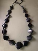 Vintage Zwarte Ketting Geregen & Geknoopt, Kunststof, Zwart, Ophalen of Verzenden, Verstelbaar