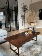 Dutchbone Class Salontafel Visgraat Acacia Bruin Goud, Huis en Inrichting, Tafels | Salontafels, Ophalen, 100 tot 150 cm, 50 tot 100 cm