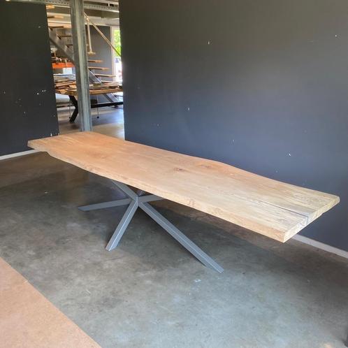 Boomstam Tafel - Stalen Frame - 300x 85, Huis en Inrichting, Tafels | Eettafels, Nieuw, 50 tot 100 cm, 200 cm of meer, Vijf personen of meer