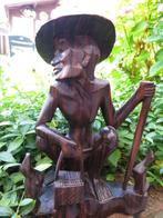 prachtig beeld uit coromandel hout gesneden 28/18 cm, Antiek en Kunst, Ophalen of Verzenden