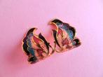 jwg Vintage 70s cloisonne emaille vlinder oorbellen gekleurd, Sieraden, Tassen en Uiterlijk, Antieke sieraden, Verzenden, Overige materialen