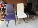 6 Lederen Eetkamerstoelen, Huis en Inrichting, Ophalen, Gebruikt, Overige kleuren, Leer