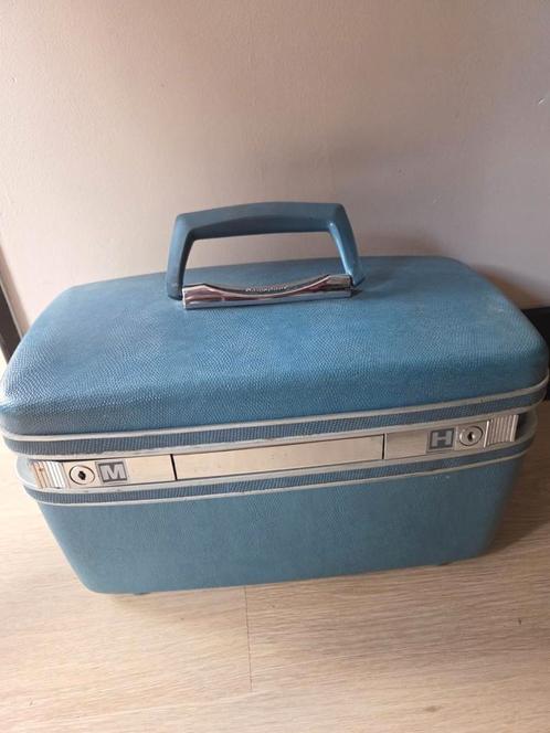 Vintage Samsonite Beauty Case Blauw, Sieraden, Tassen en Uiterlijk, Beautycases, Gebruikt, Hardcase, Blauw, Met spiegeltje(s)