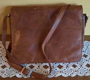 IZGS Prachtige leren TAS van New Leather Company bruin beschikbaar voor biedingen