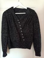 Leuke korte zwarte trui met zilverdraad glitters maat M, Ophalen of Verzenden, Zo goed als nieuw, Maat 38/40 (M), Zwart