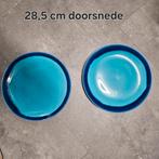 2 Turquoise Griekse Borden - Handgemaakt & Beschilderd, Keramiek, Nieuw, Ophalen of Verzenden, Bord(en)